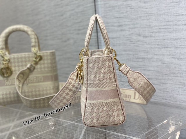 Dior專櫃2025新款顏色Lady包 迪奧淡粉Lady最新千鳥格系列女包 fkd1385